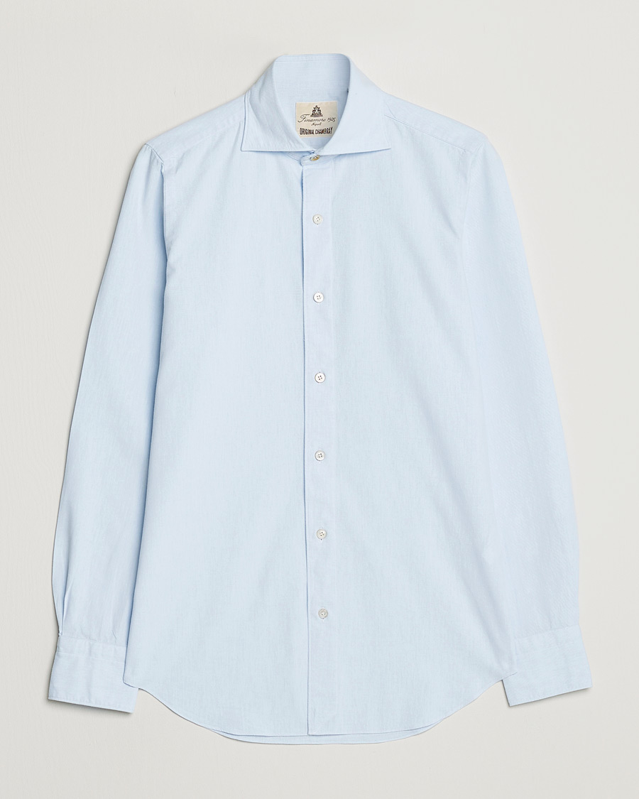 Men | Shirts | Finamore Napoli | Tokyo Slim Chambray Shirt Light Blue