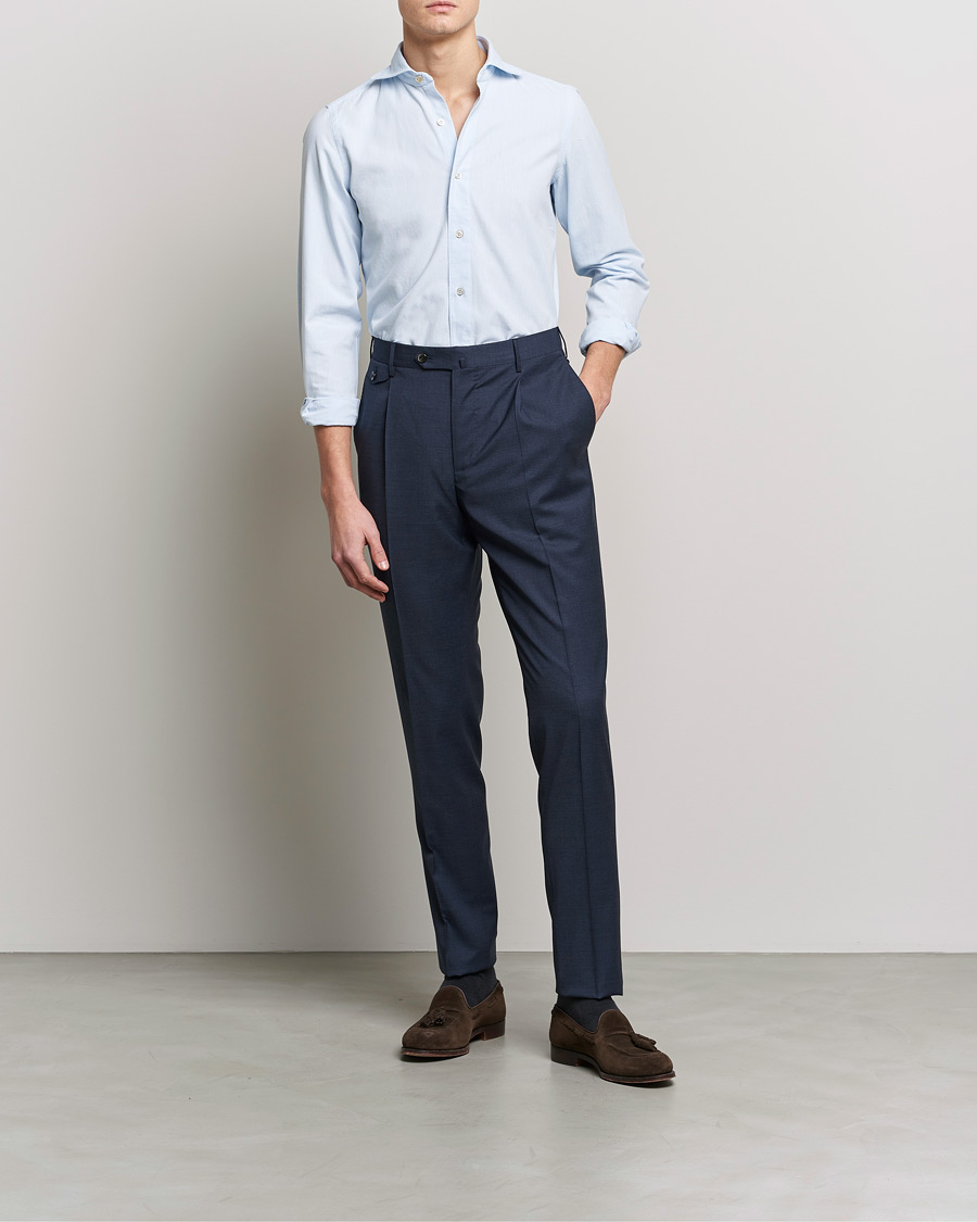 Men | Shirts | Finamore Napoli | Tokyo Slim Chambray Shirt Light Blue