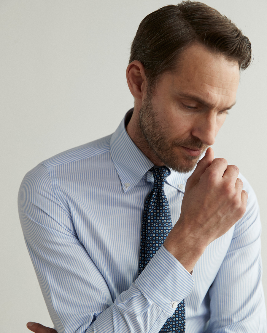 Men | Shirts | Finamore Napoli | Tokyo Slim Chambray Shirt Light Blue