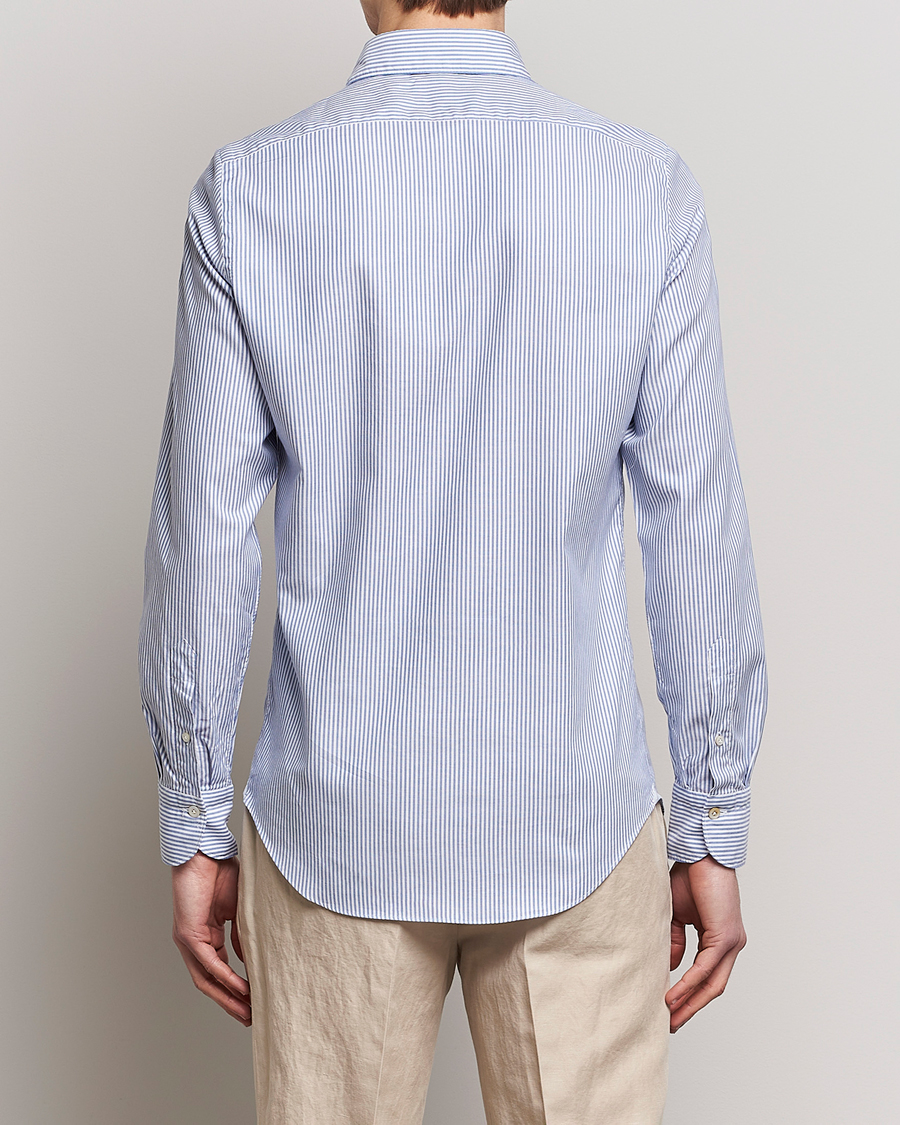 Men | Shirts | Finamore Napoli | Tokyo Slim Chambray Shirt Light Blue Stripe