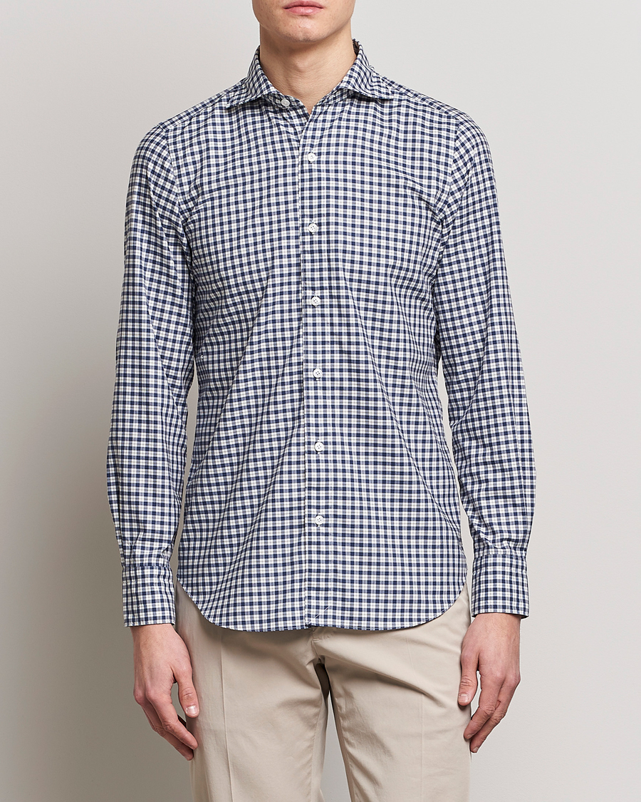 Men | Shirts | Finamore Napoli | Tokyo Slim Sport Shirt Blue Check