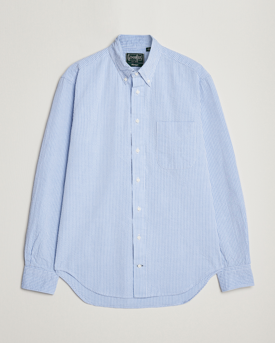 Men | Shirts | Gitman Vintage | Tonal Seersucker Shirt Light Blue