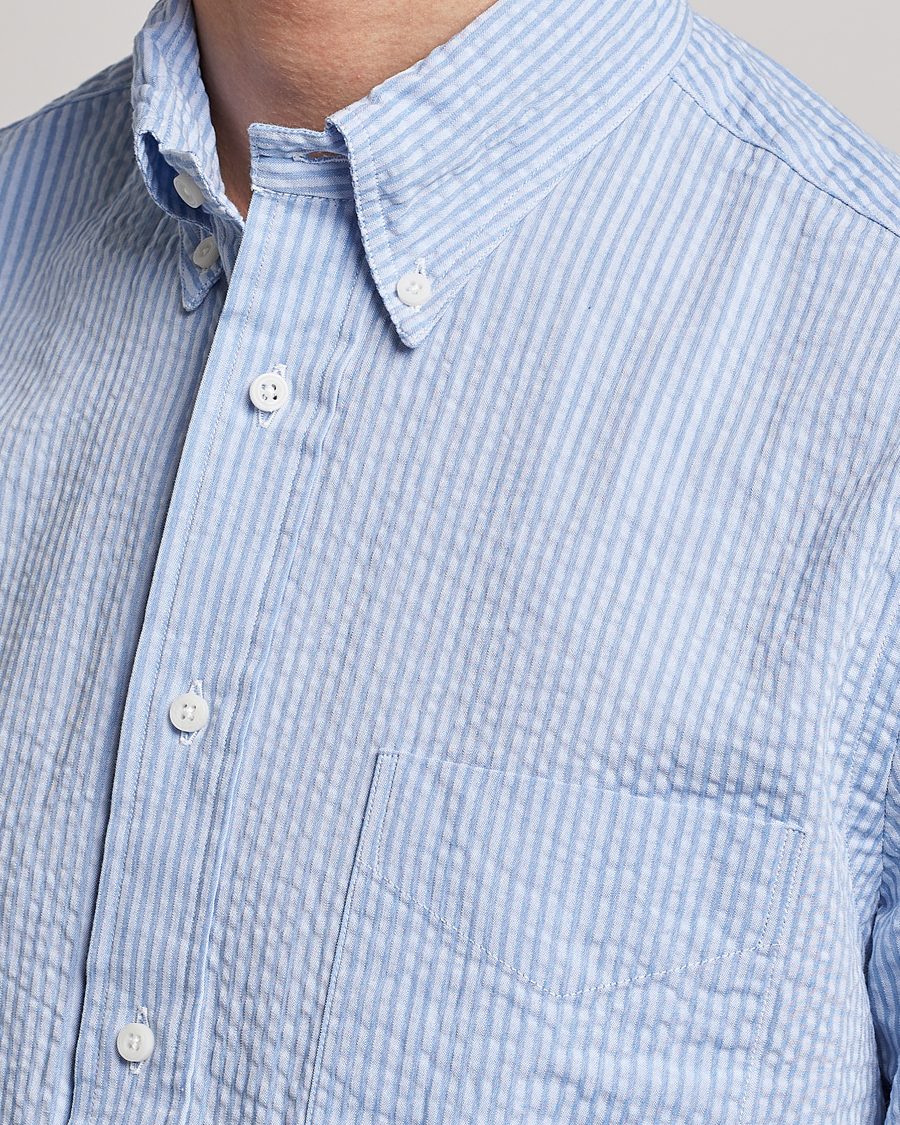 Men | Shirts | Gitman Vintage | Tonal Seersucker Shirt Light Blue