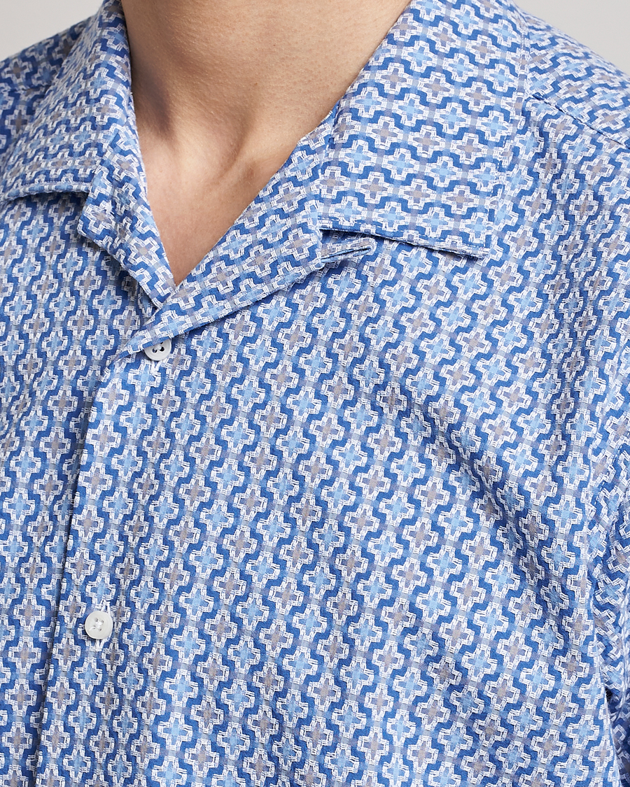 Men | Shirts | Gitman Vintage | Summer Ready Jacquard Camp Shirt Light Blue