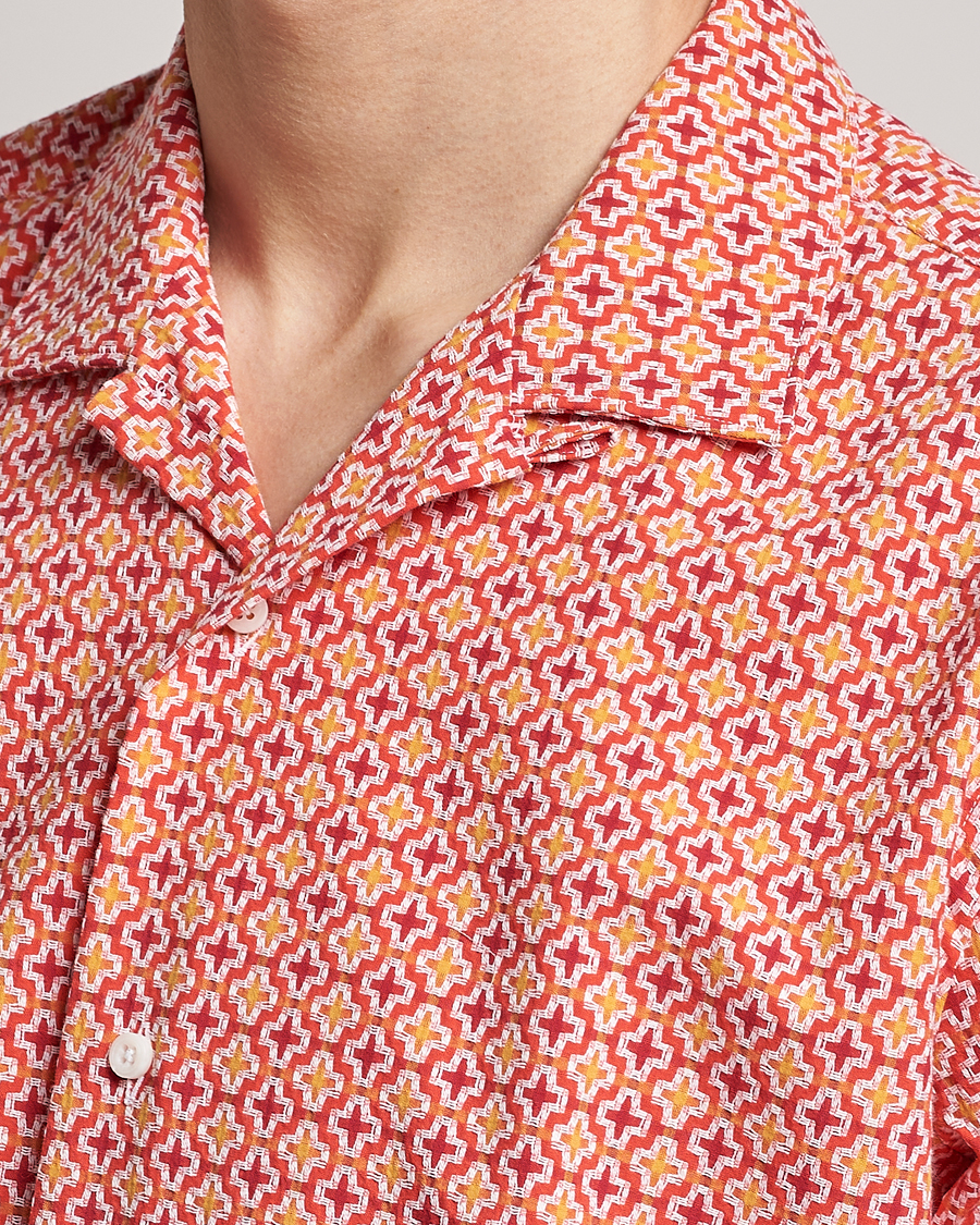 Men | Shirts | Gitman Vintage | Summer Ready Jacquard Camp Shirt Rosa