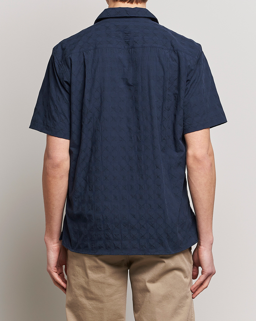 Men | Shirts | Gitman Vintage | Japanese Jacquard Camp Shirt Navy