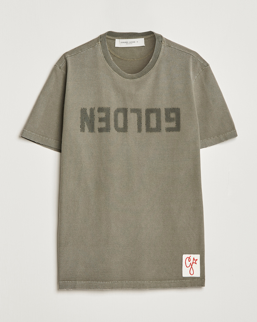 Men | T-Shirts | Golden Goose | Deluxe Brand Dyed Jersey Logo T-Shirt Dusty Olive