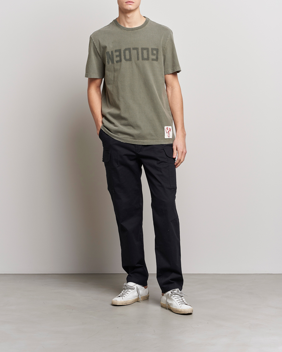 Men | T-Shirts | Golden Goose | Deluxe Brand Dyed Jersey Logo T-Shirt Dusty Olive