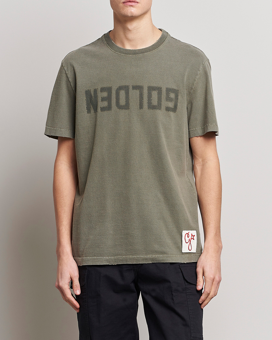 Men |  | Golden Goose Deluxe Brand | Dyed Jersey Logo T-Shirt Dusty Olive