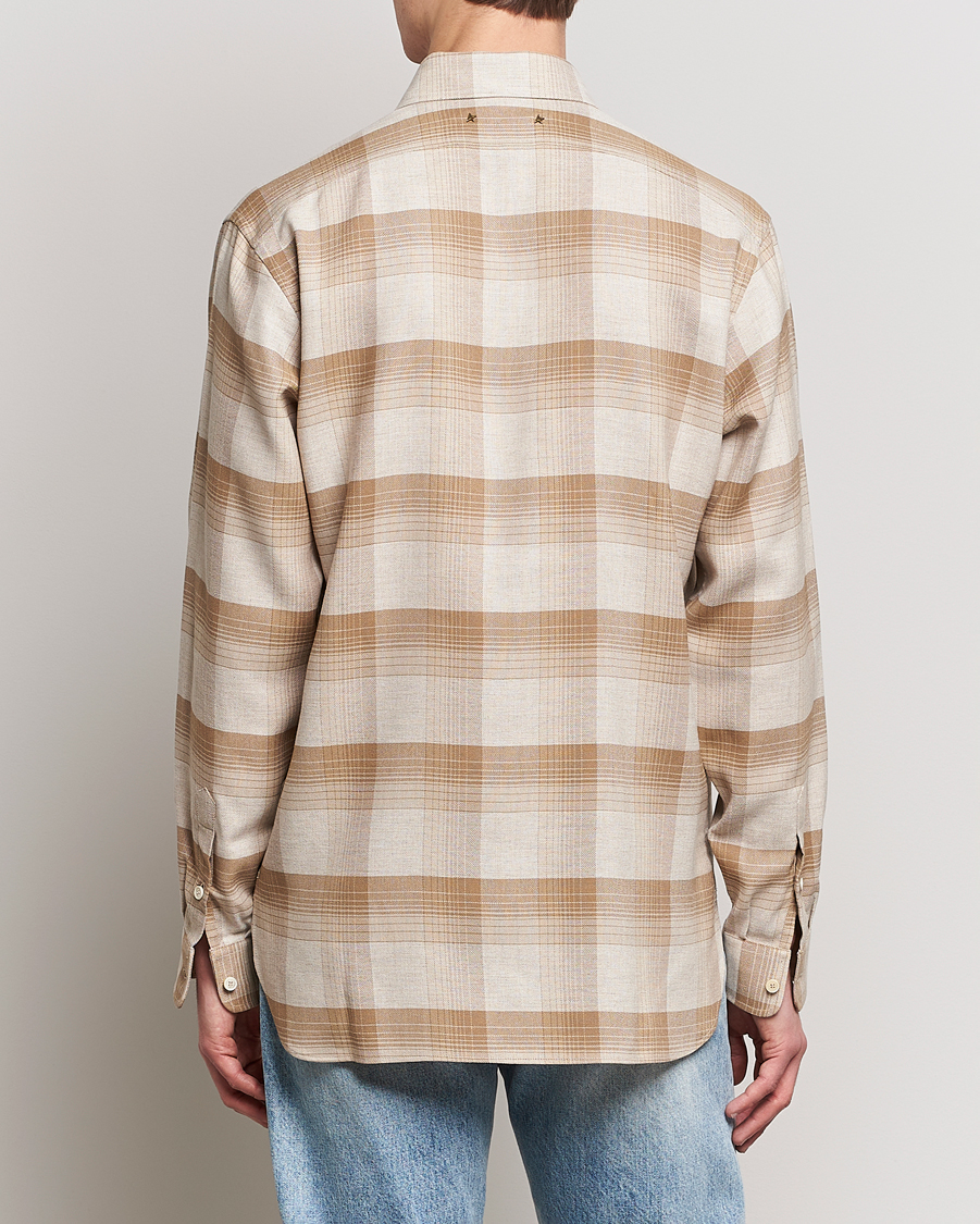 Men | Shirts | Golden Goose | Deluxe Brand Regular Check Wool Shirt White/Sand