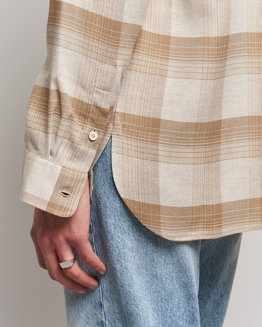 Men | Shirts | Golden Goose | Deluxe Brand Regular Check Wool Shirt White/Sand