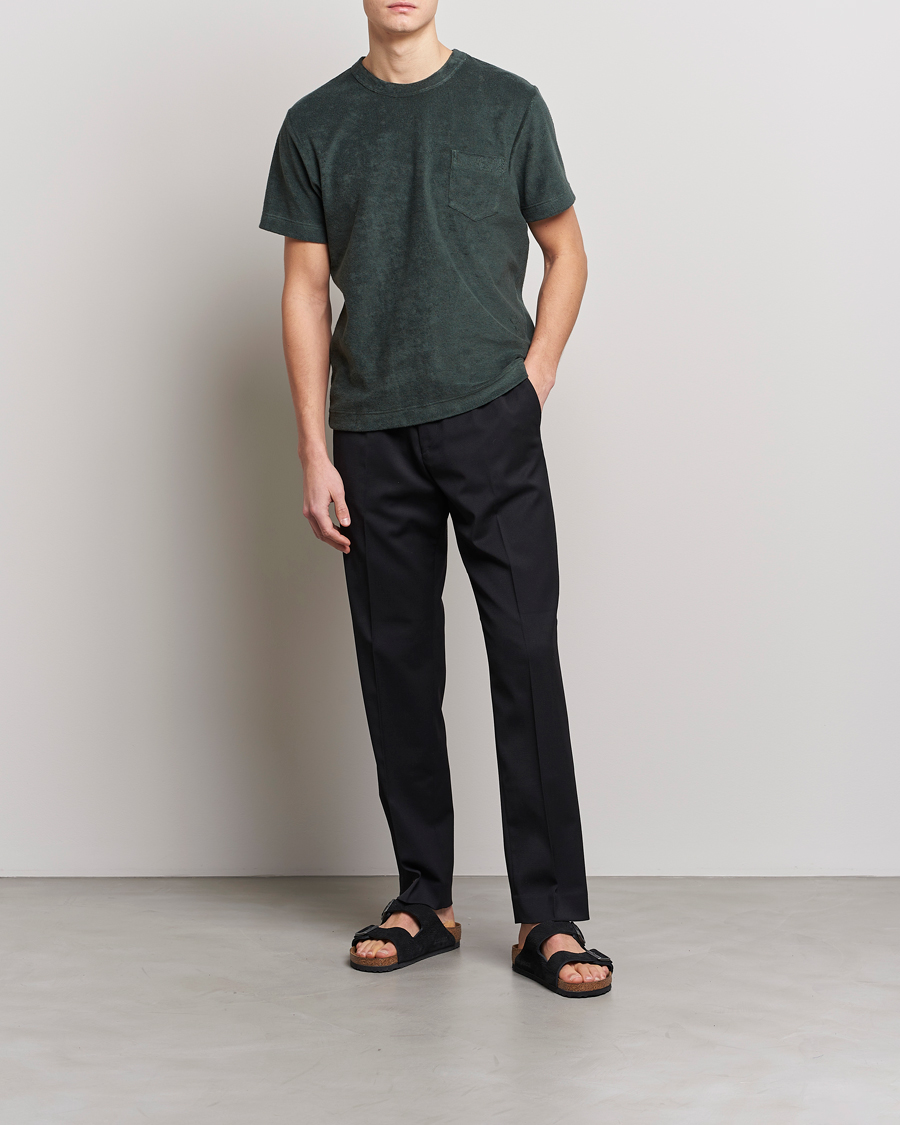 Men | T-Shirts | Howlin' | Fons Cotton Blend Terry Pocket Tee Greenish