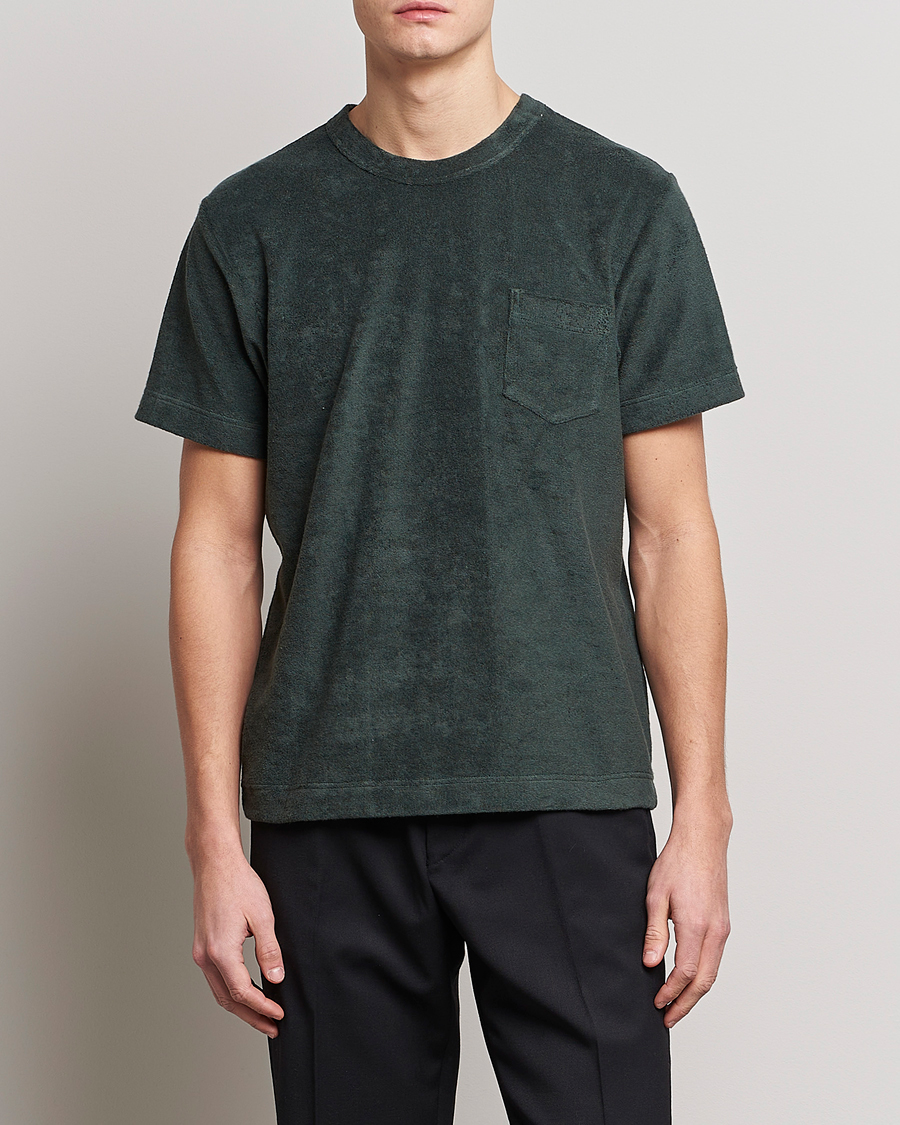Men | T-Shirts | Howlin' | Fons Cotton Blend Terry Pocket Tee Greenish