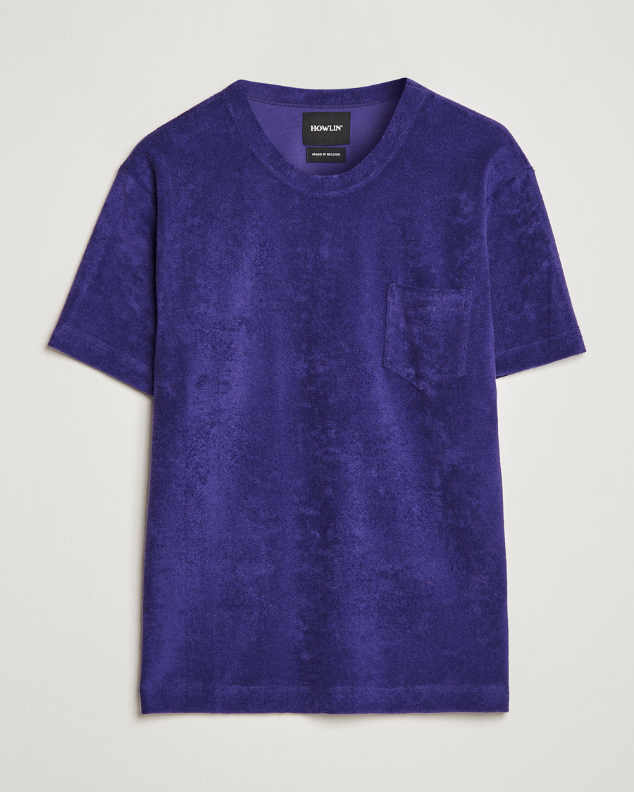Men | T-Shirts | Howlin' | Fons Cotton Blend Terry Pocket Tee Purple Eyes