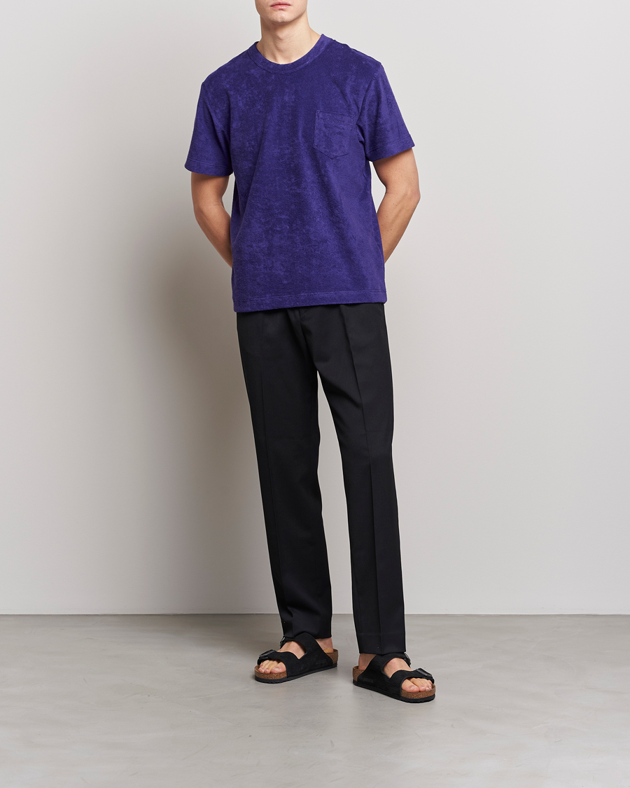 Men | T-Shirts | Howlin' | Fons Cotton Blend Terry Pocket Tee Purple Eyes