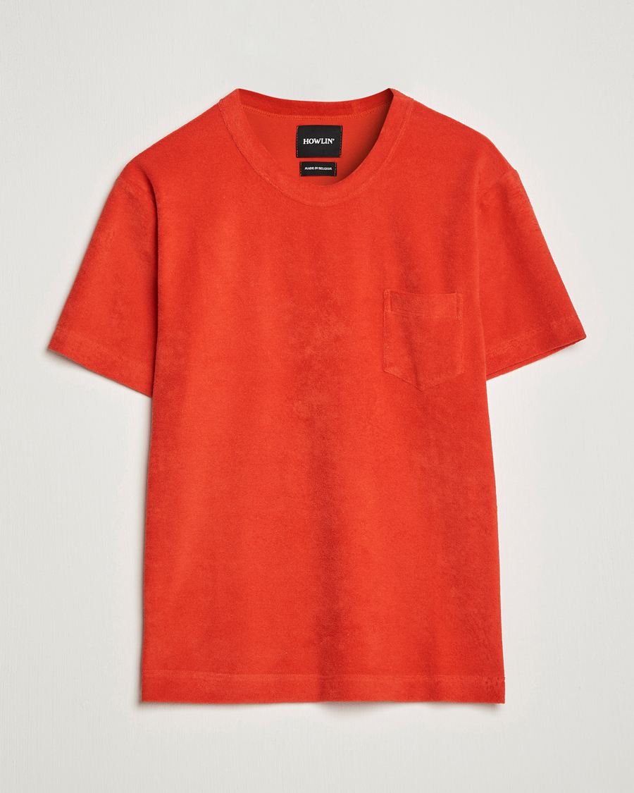 Men | T-Shirts | Howlin' | Fons Cotton Blend Terry Pocket Tee Red Sky