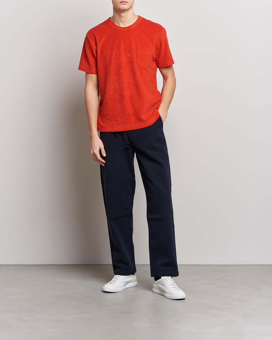 Men | T-Shirts | Howlin' | Fons Cotton Blend Terry Pocket Tee Red Sky