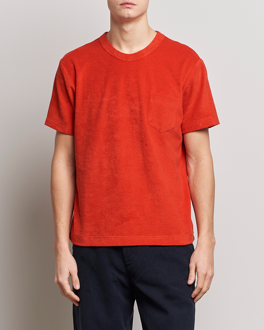 Men | T-Shirts | Howlin' | Fons Cotton Blend Terry Pocket Tee Red Sky