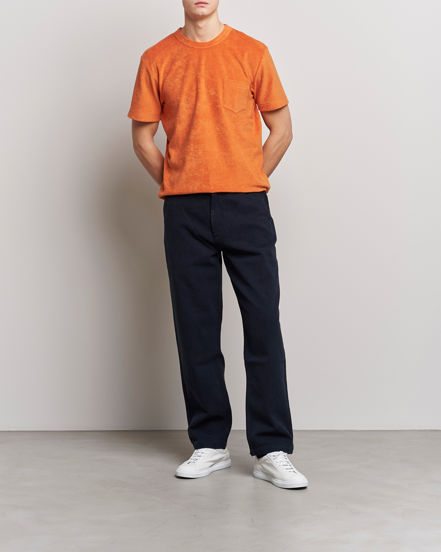 Men | T-Shirts | Howlin' | Fons Cotton Blend Terry Pocket Tee Tangerine Dream