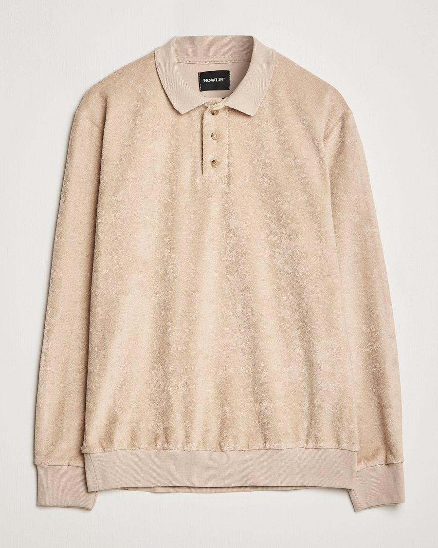 Men | Sweaters & Knitwear | Howlin' | Long Sleeve Terry Polo Cashew