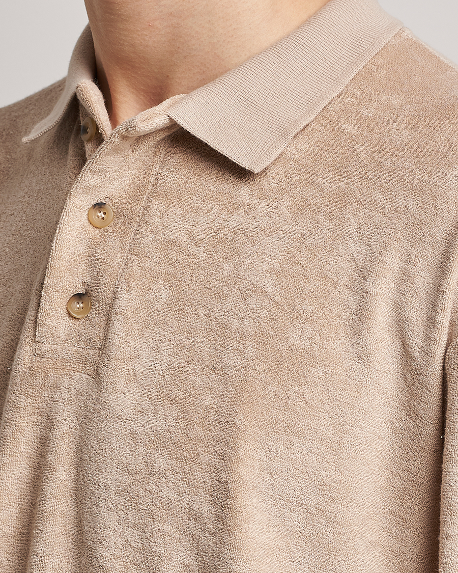 Men | Sweaters & Knitwear | Howlin' | Long Sleeve Terry Polo Cashew