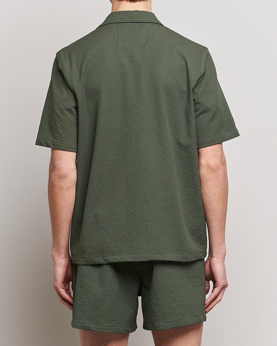 Men | Shirts | Howlin' | Short Sleeve Cotton Seersucker Shirt Greenish