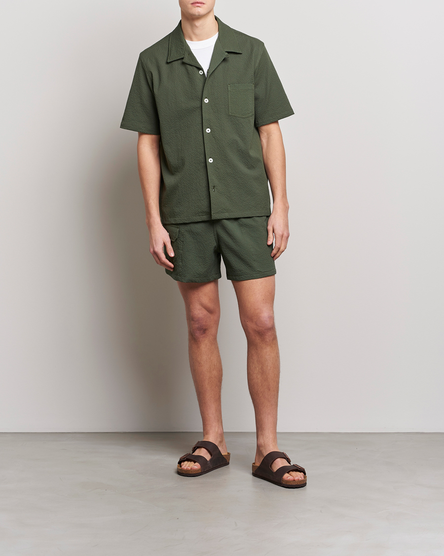 Men | Shorts | Howlin' | Cotton Seersucker Shorts Greenish