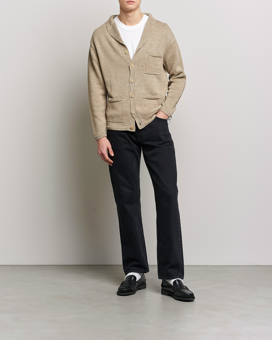 Inis Meáin Washed Linen Pub Jacket Dark Natural at CareOfCarl.com