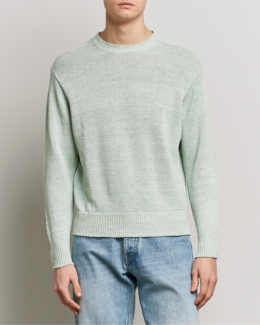 Men | Sweaters & Knitwear | Inis Meáin | Donegal Washed Linen Crew Neck Mint