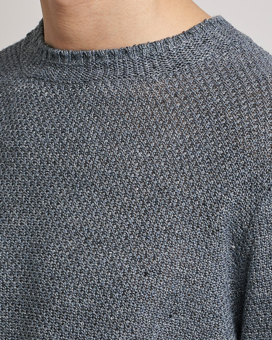 Men | Sweaters & Knitwear | Inis Meáin | Moss Stiched Linen Crew Neck Greyish