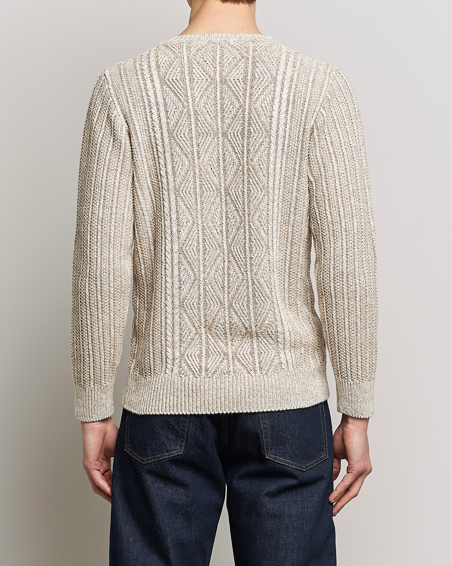 Men | Sweaters & Knitwear | Inis Meáin | Patented Aran Knitted Linen Crew Neck Beige