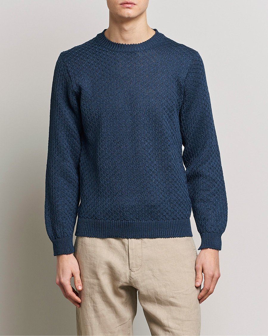 Men |  | Inis Meáin | Fishnet Linen Sweater Blueberry