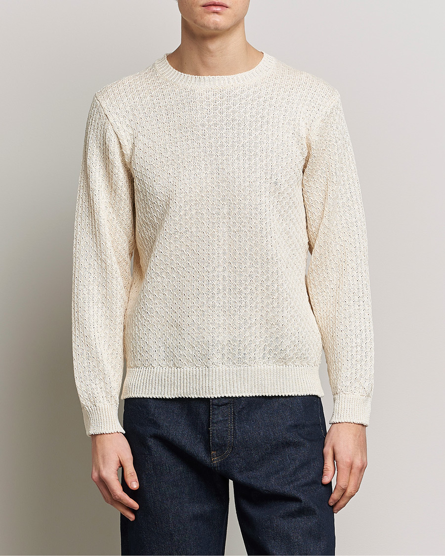 Men | Knitted Jumpers | Inis Meáin | Fishnet Linen Sweater Mist