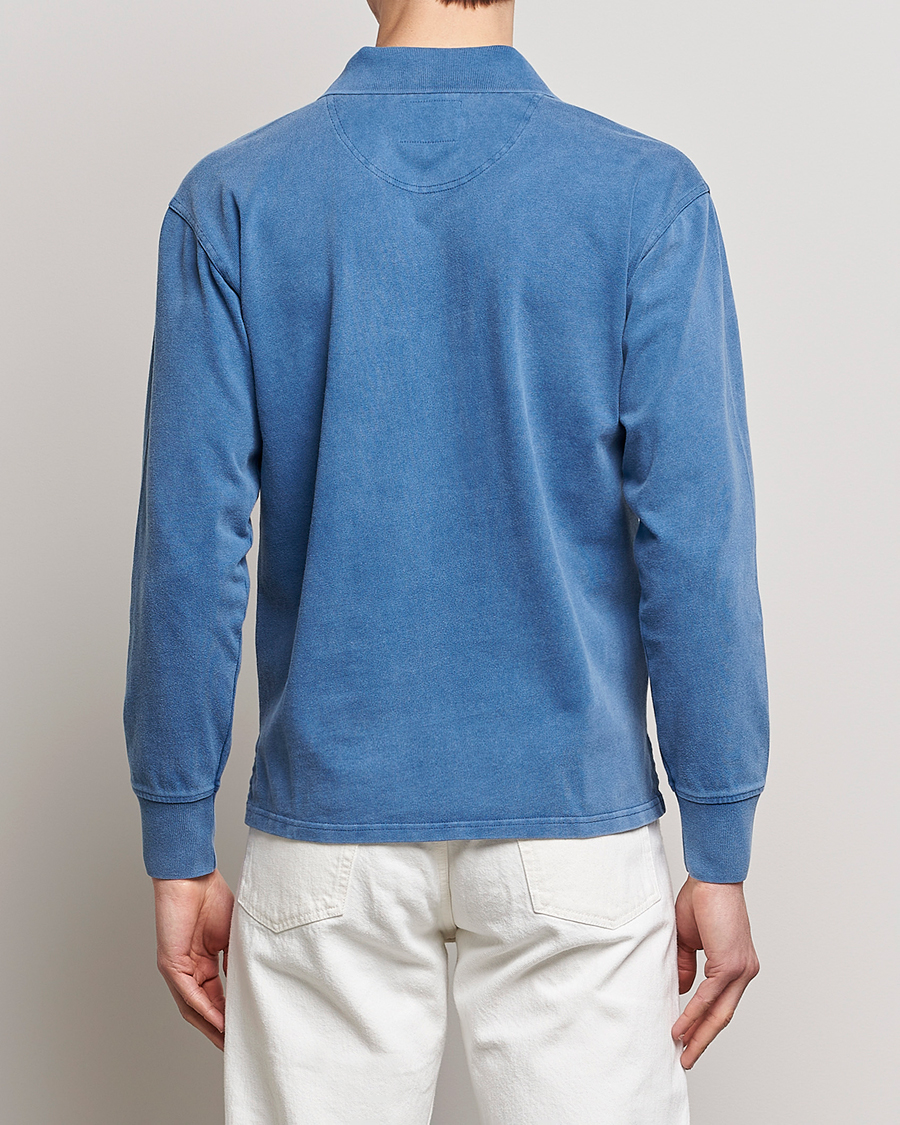 Men | Sweaters & Knitwear | Drake's | Long Sleeve Jersey Polo Navy