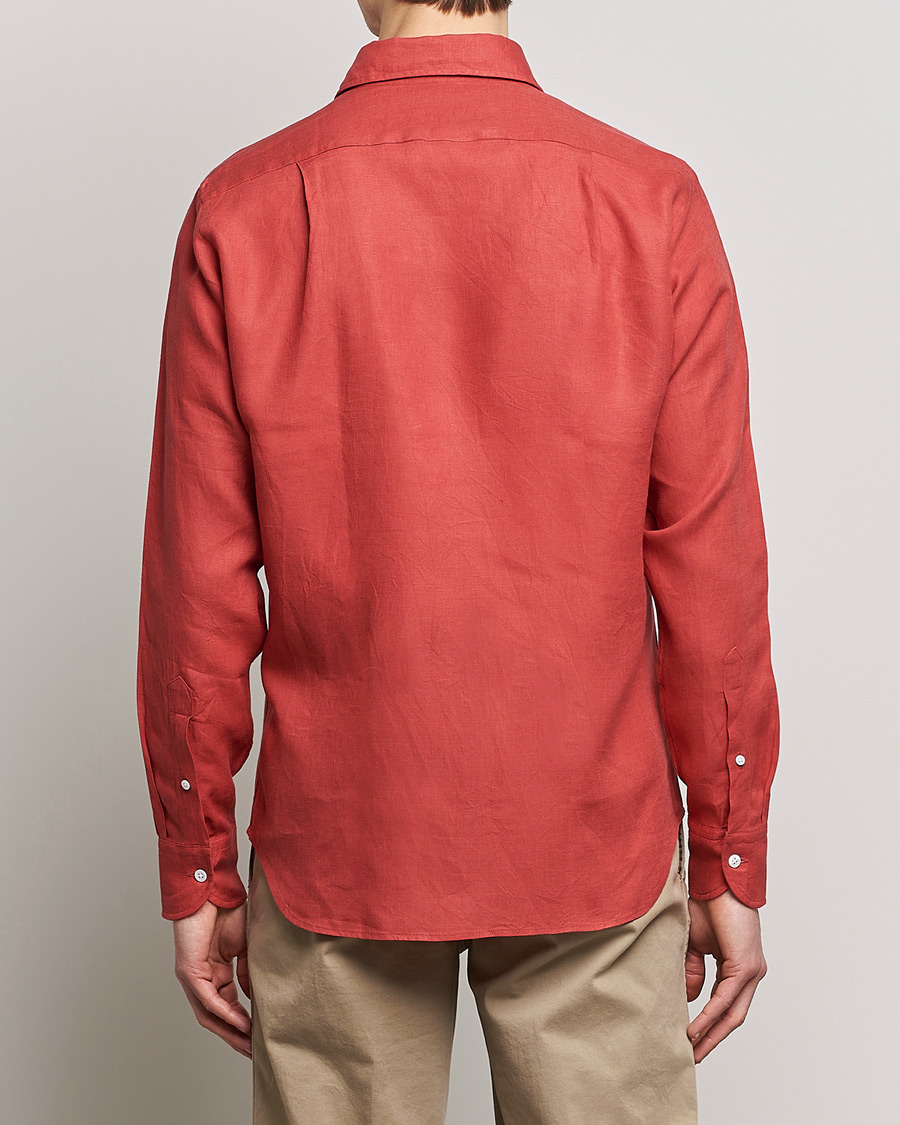 Men | Shirts | Drake's | Linen Summer Shirt Red