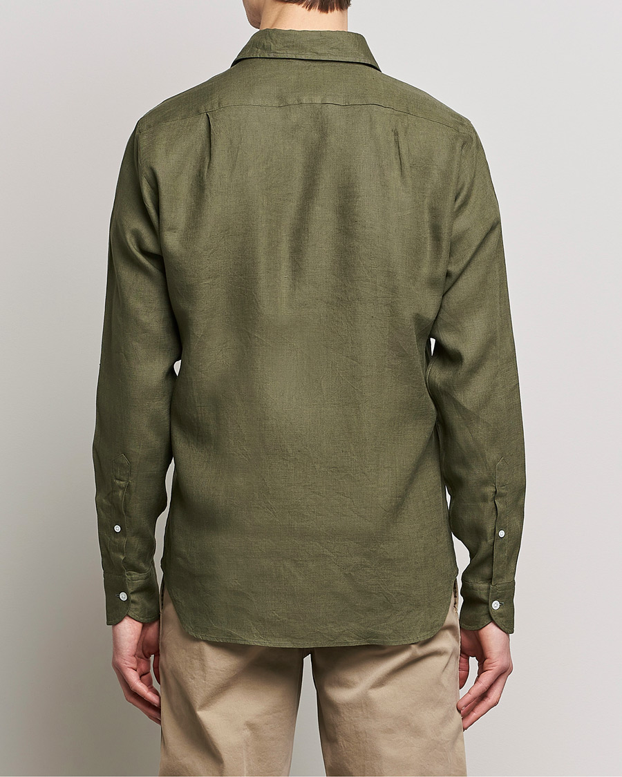 Men | Shirts | Drake's | Linen Summer Shirt Green