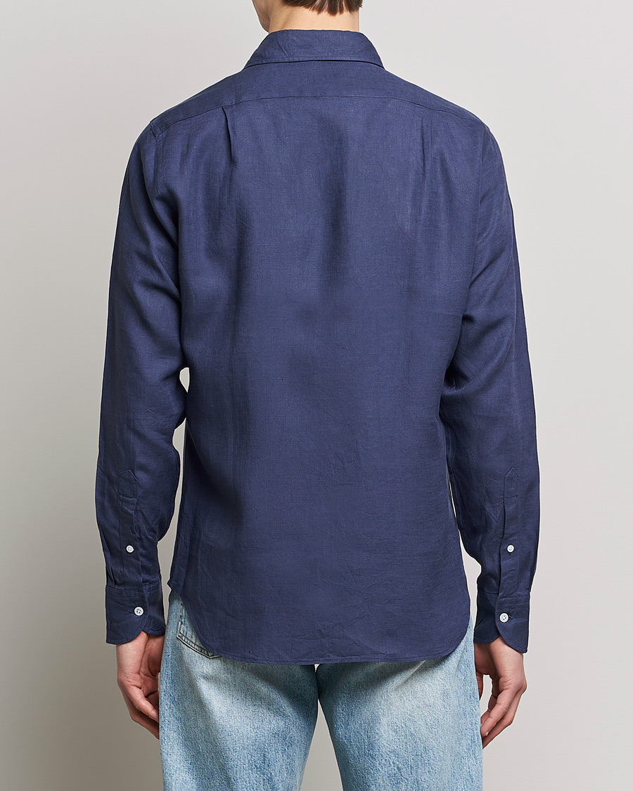 Men | Shirts | Drake's | Linen Summer Shirt Navy