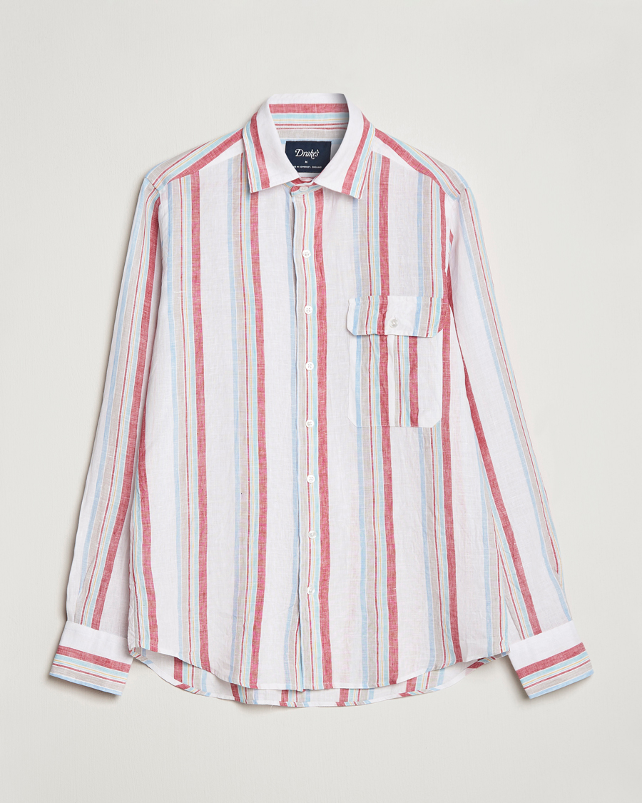 Men | Shirts | Drake's | Striped Linen Summer Shirt Multi