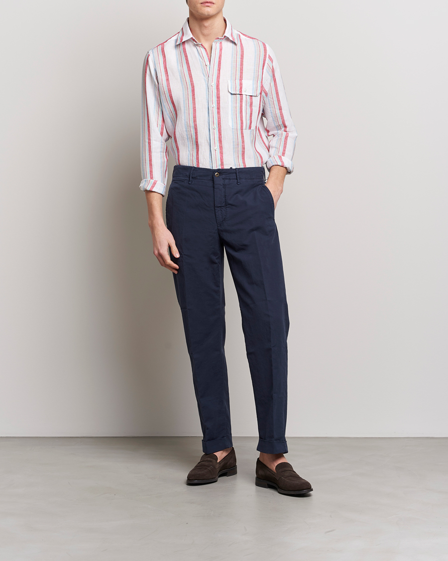 Men | Shirts | Drake's | Striped Linen Summer Shirt Multi