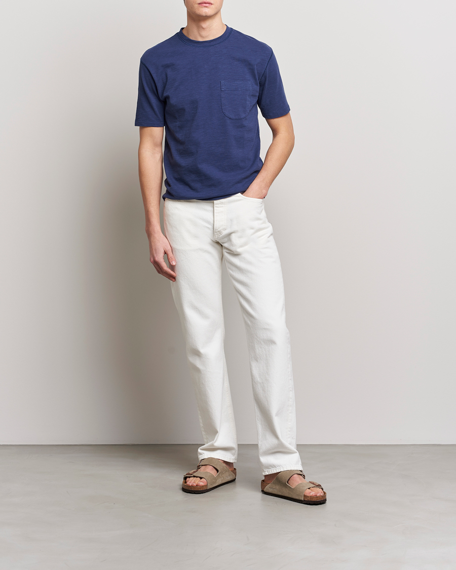 Men | T-Shirts | Drake's | Cotton Pocket T-Shirt Navy