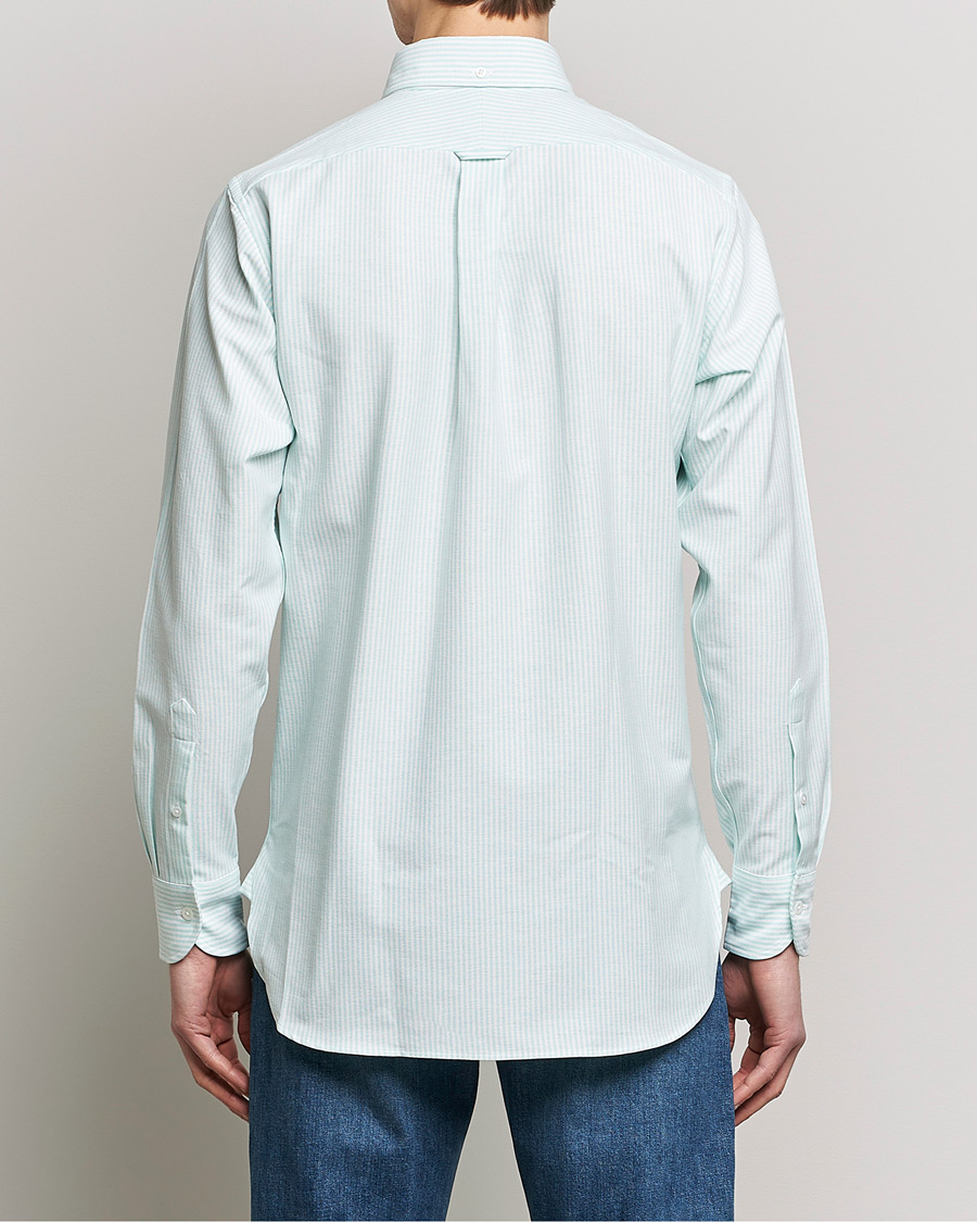 Men | Shirts | Drake's | Striped Button Down Oxford Shirt Green