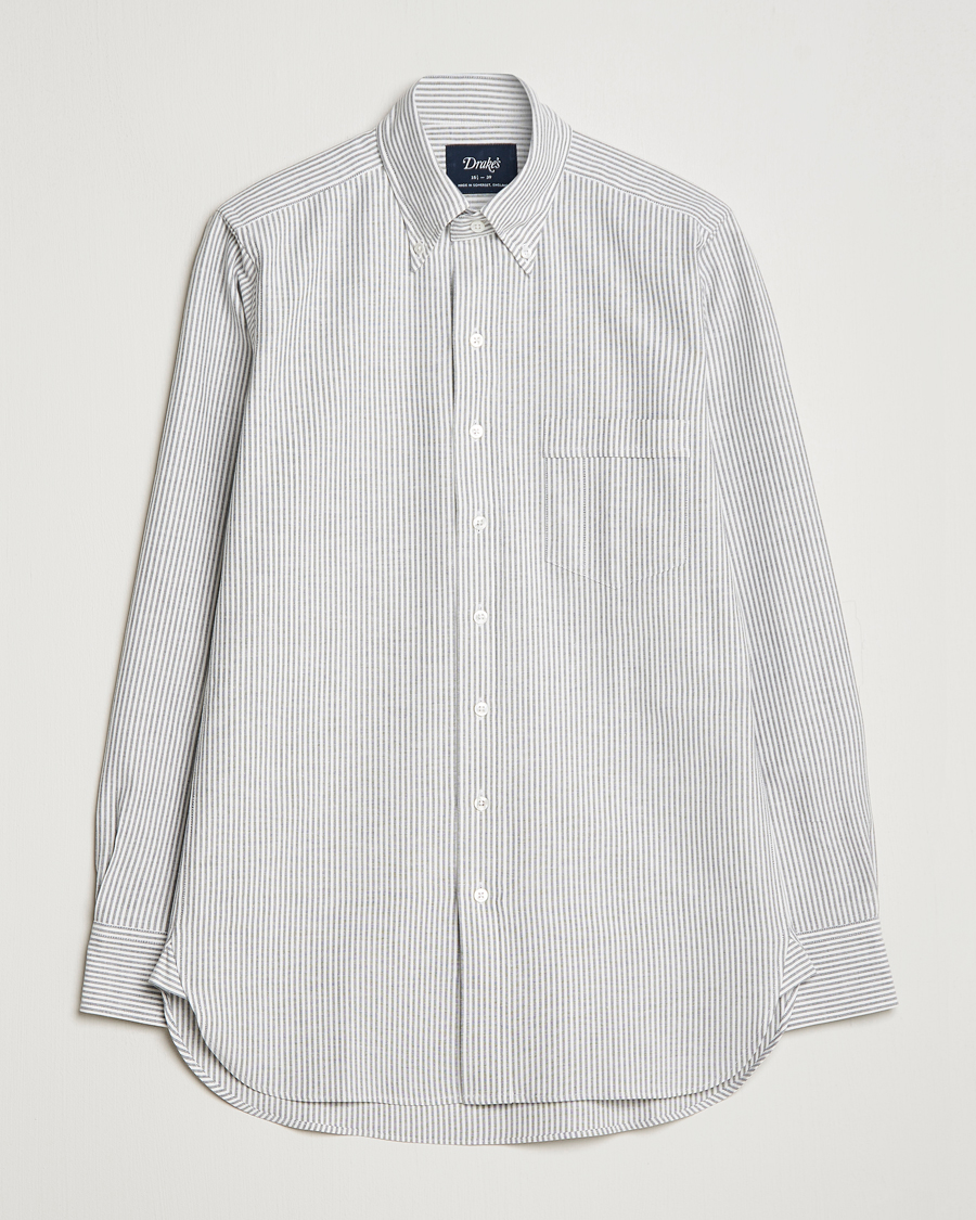 Men | Shirts | Drake's | Striped Button Down Oxford Shirt Black