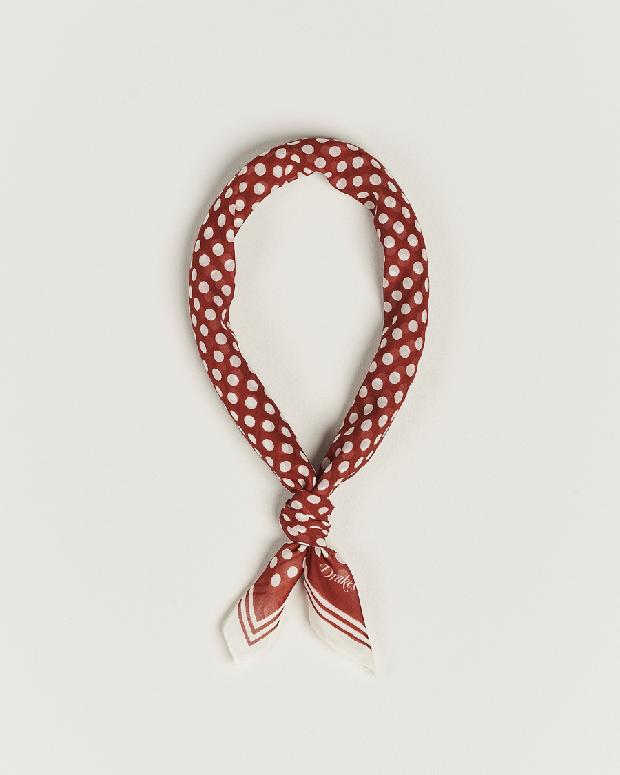 Men | Drake's All Over Spot Cotton/Silk Bandana Red | Drake's | All Over Spot Cotton/Silk Bandana Red