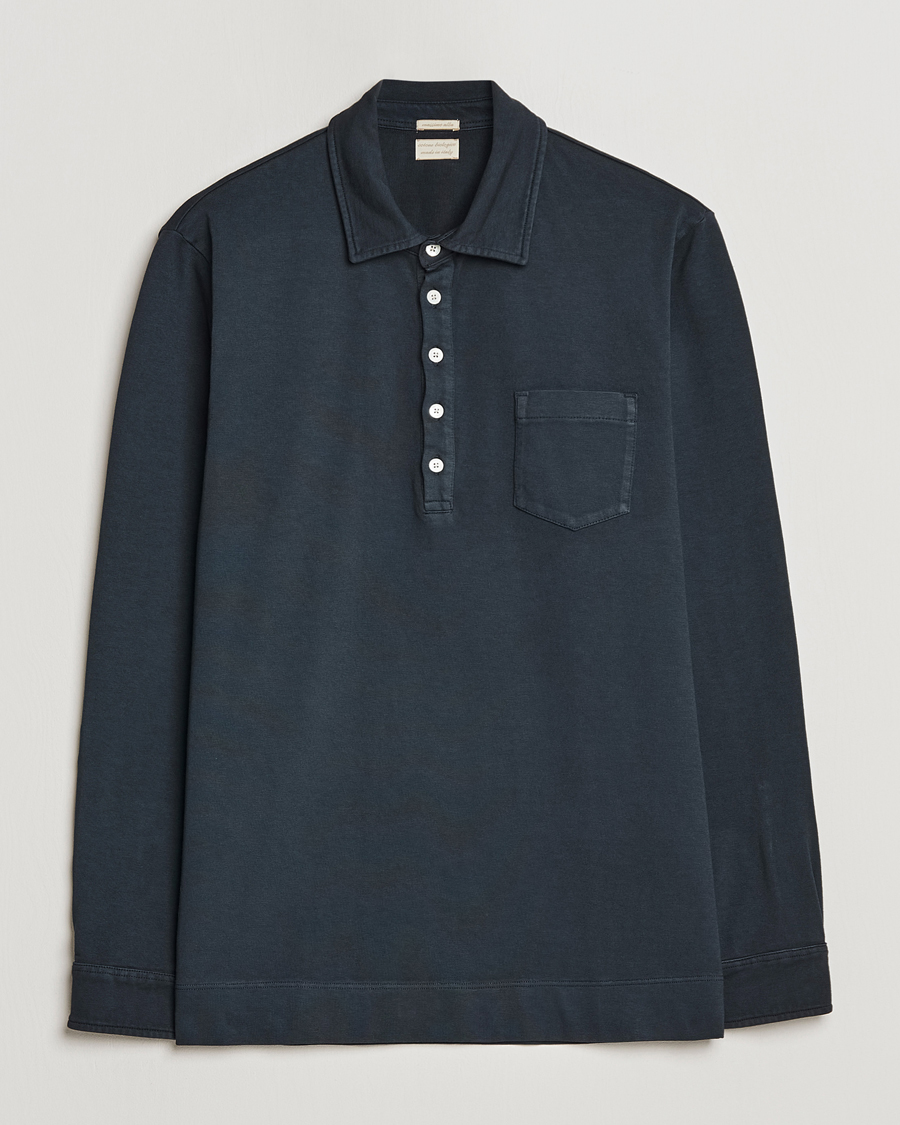 Men | Sweaters & Knitwear | Massimo Alba | Ischia Long Sleeve Cotton Polo Washed Black