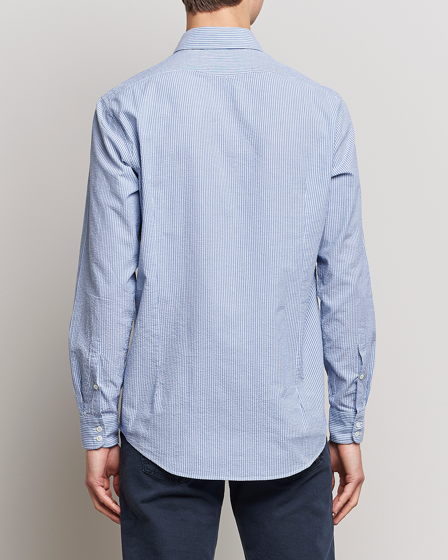 Men | Shirts | Massimo Alba | Canary Striped Seersucker Shirt Blue