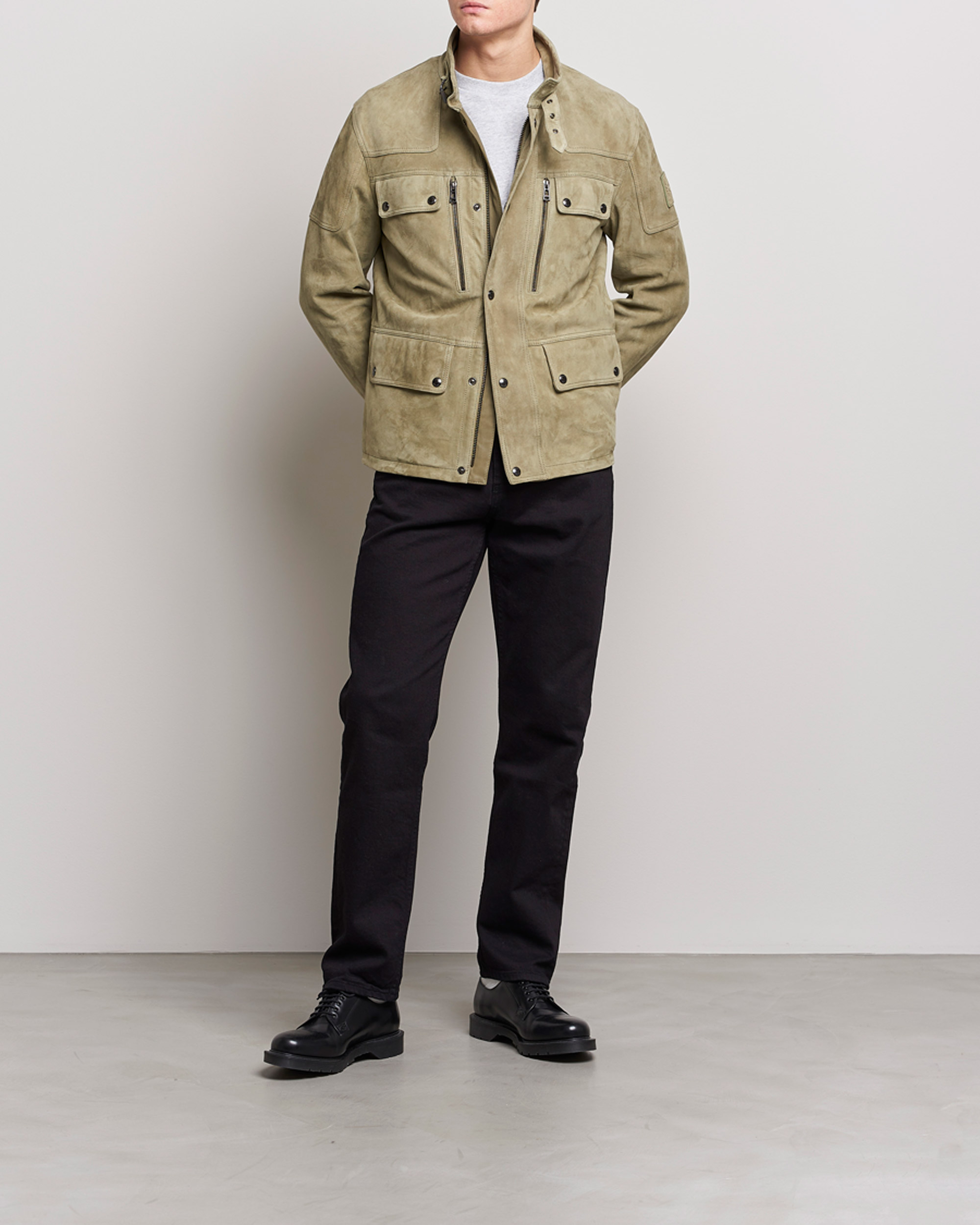 Men | Coats & Jackets | Belstaff | Dene Suede Field Jacket Aloe