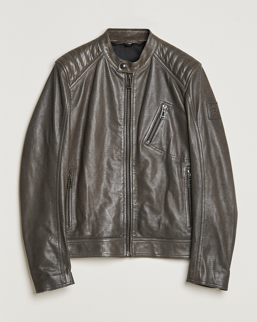 Men | Coats & Jackets | Belstaff | V Racer Air Leather Jacket Dark Grey