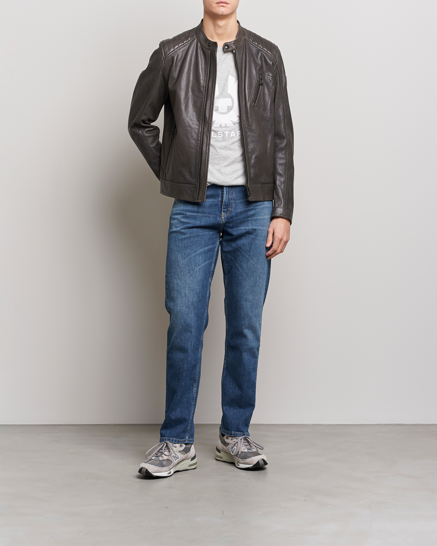 Men | Coats & Jackets | Belstaff | V Racer Air Leather Jacket Dark Grey