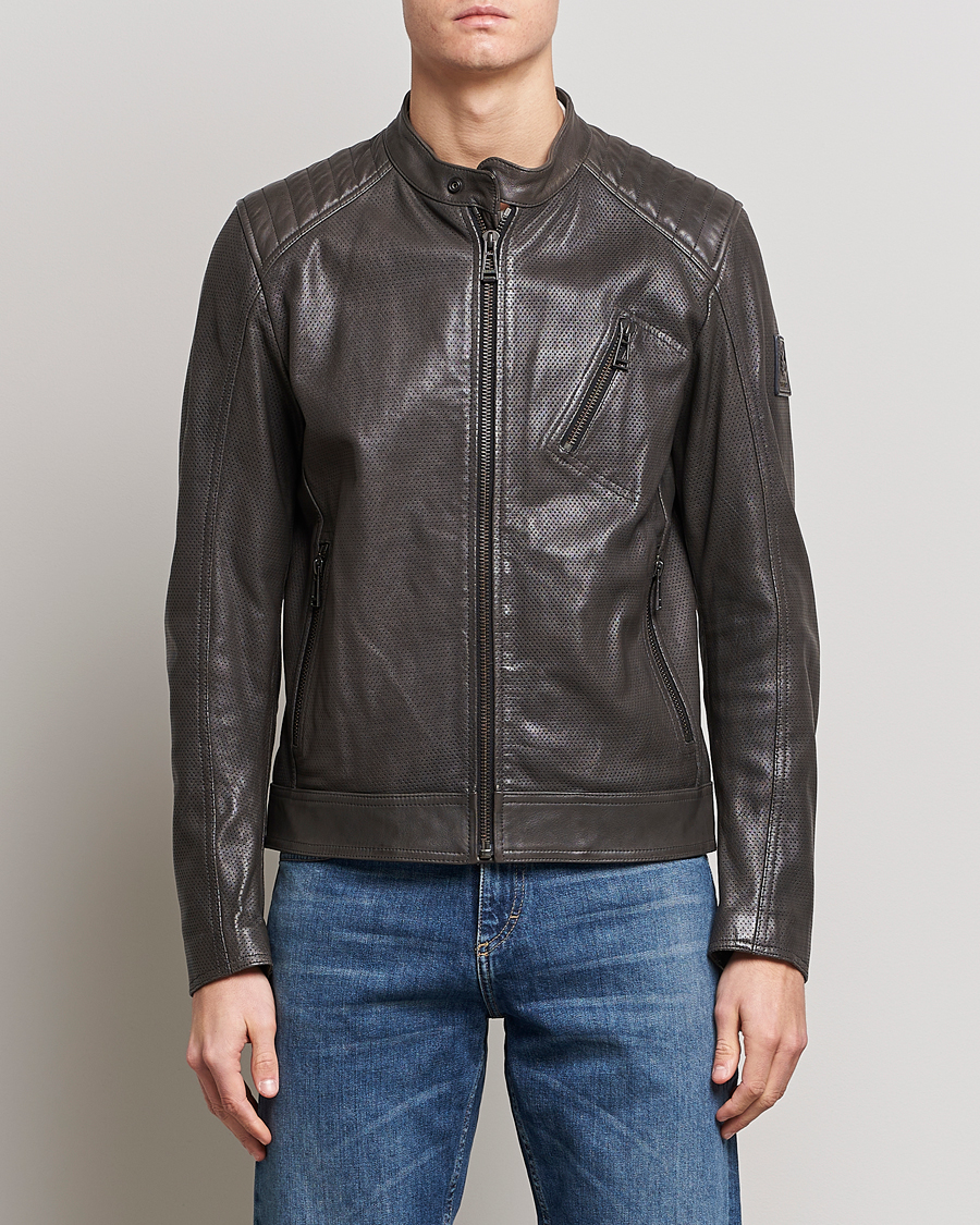 Men | Belstaff | Belstaff | V Racer Air Leather Jacket Dark Grey