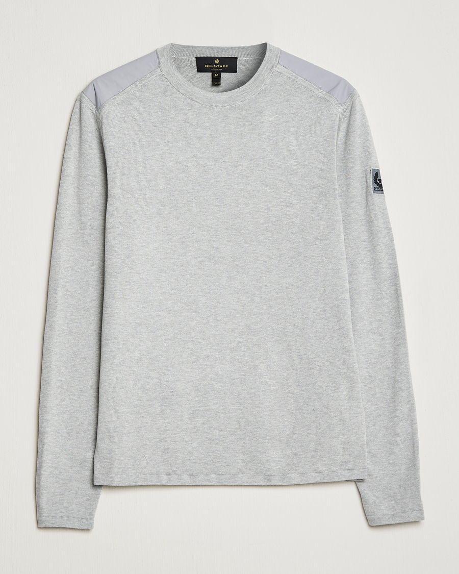 BELSTAFF グレー トレーナー Mサイズ Belstaff Curve Cotton Crew Neck Old Silver Heather at CareOfCarl.com
